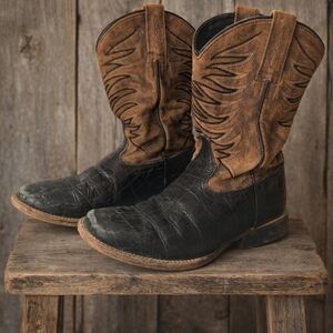 Ariat Two-Tone Brown Suede Shaft & Black Leather Toe Kids' Western Boots